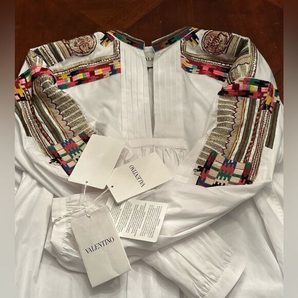 Valentino Dresses & Skirts - Valentino Women’s beads embellished cuffs dress in white size 10 NWT $4700